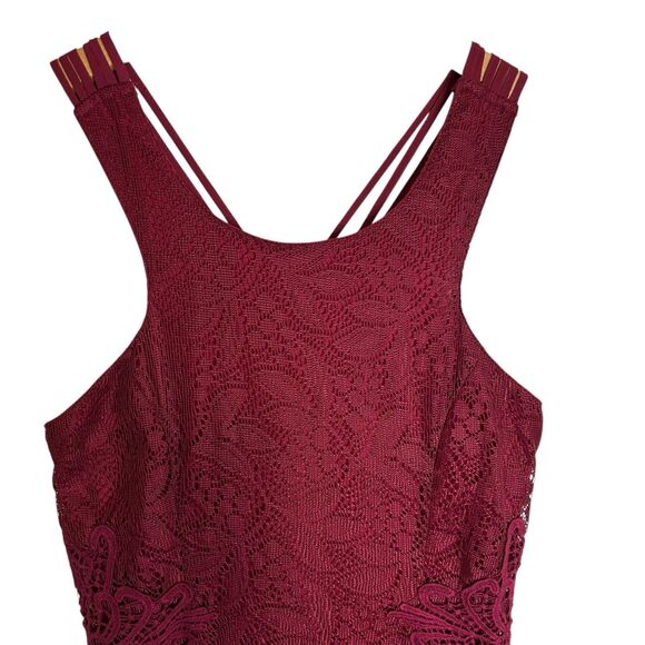 Soieblue Crimson Lace Maxi Dress Witchy Whimsigoth Gothic LARGE Sleeveless - Picture 3 of 12